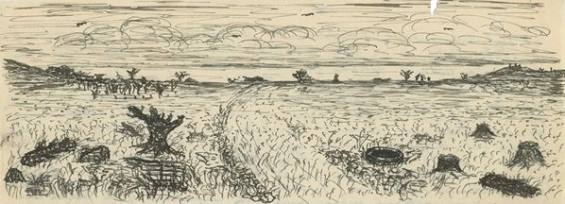 Lovecraft's sketch of the blasted heath from 